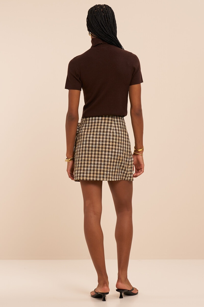 Brown-yellow checked skirt with bow | My Jewellery