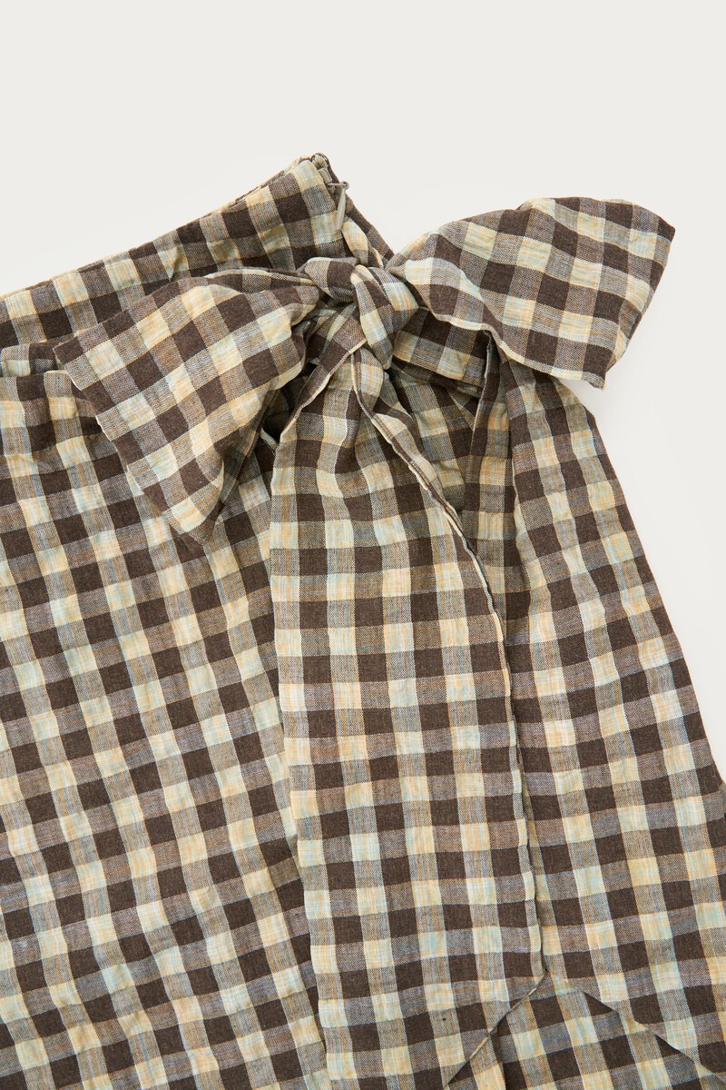 Brown-yellow checked skirt with bow | My Jewellery