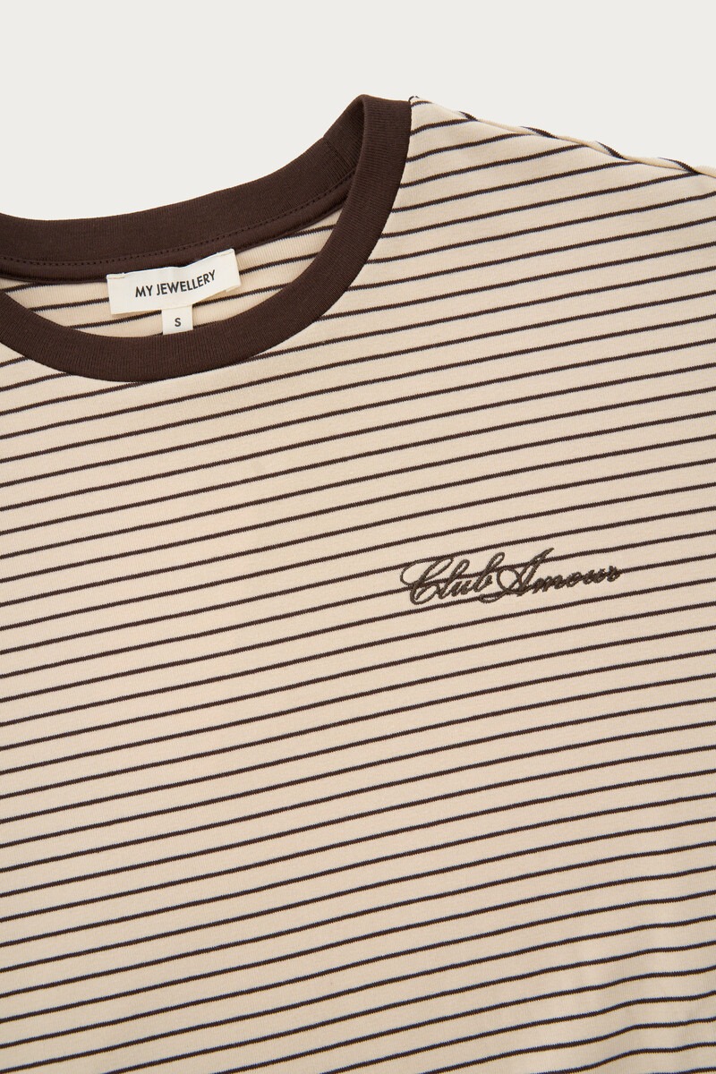 Brown and White Striped Long Sleeve 'Club Amour' | My Jewellery