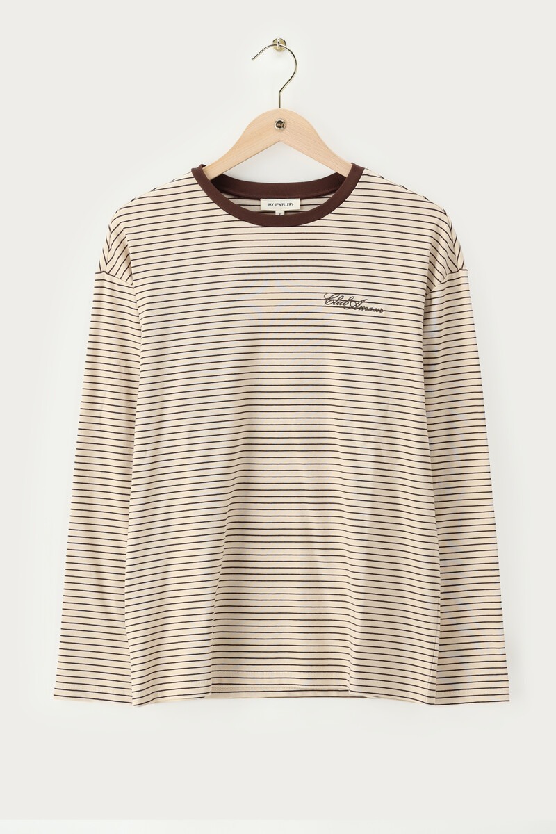 Brown and White Striped Long Sleeve 'Club Amour' | My Jewellery