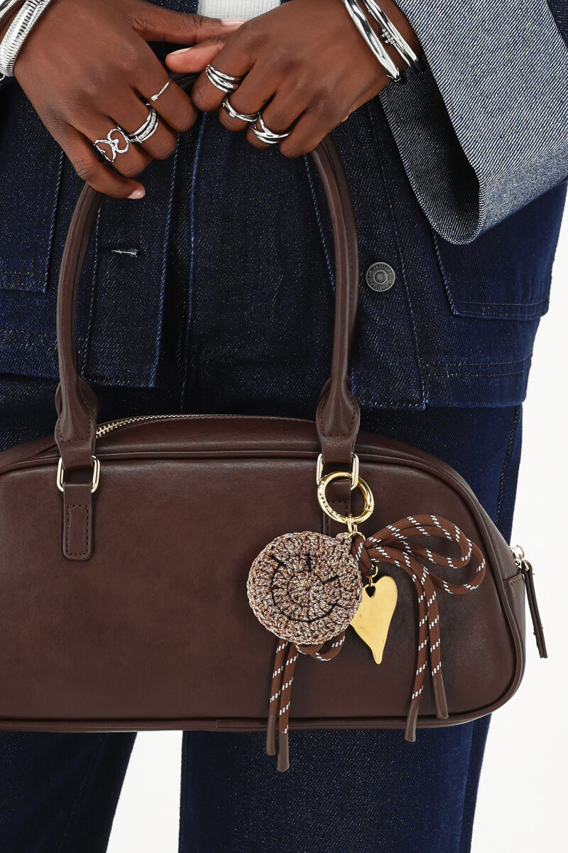 Brown bag charm happy | My Jewellery
