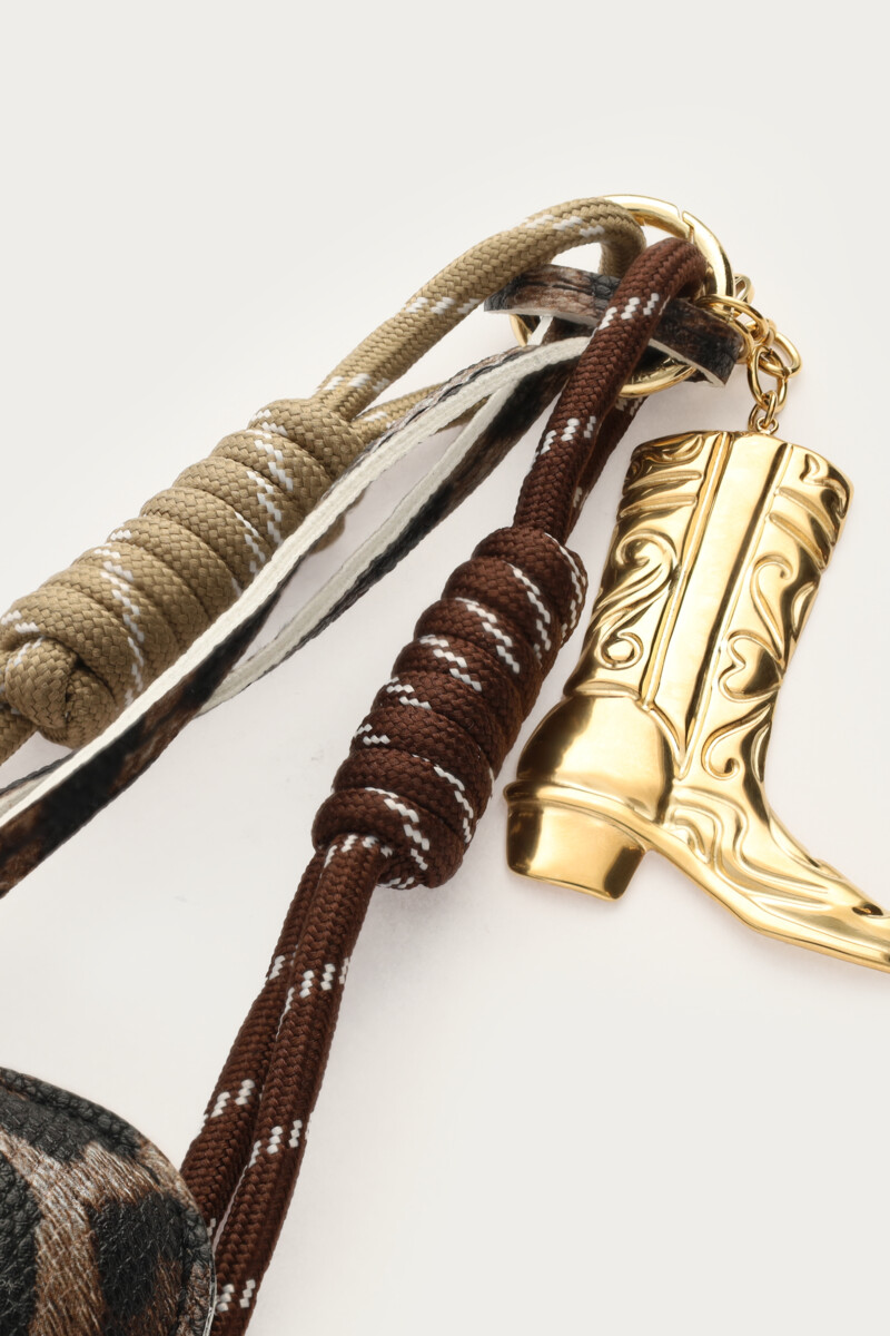 Brown bag charm with leopard print heart | My Jewellery