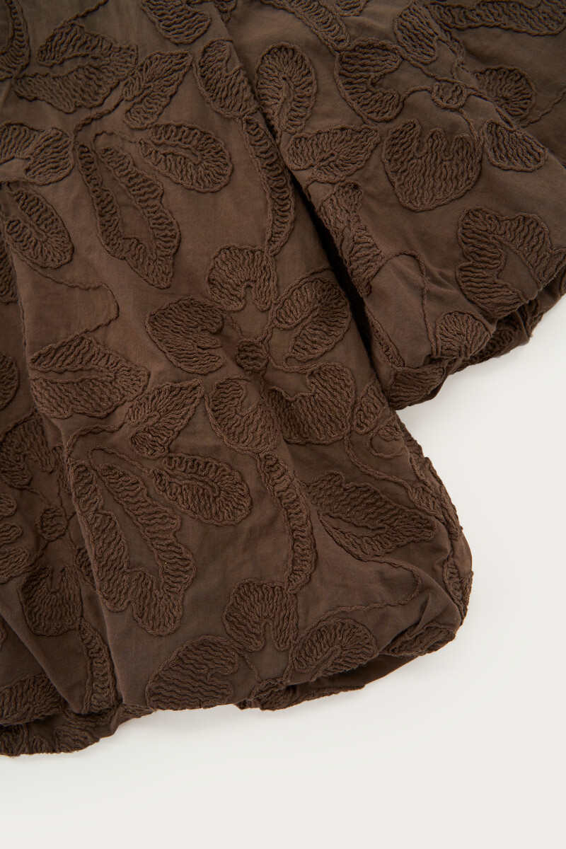 Brown balloon top with embroidery | My Jewellery