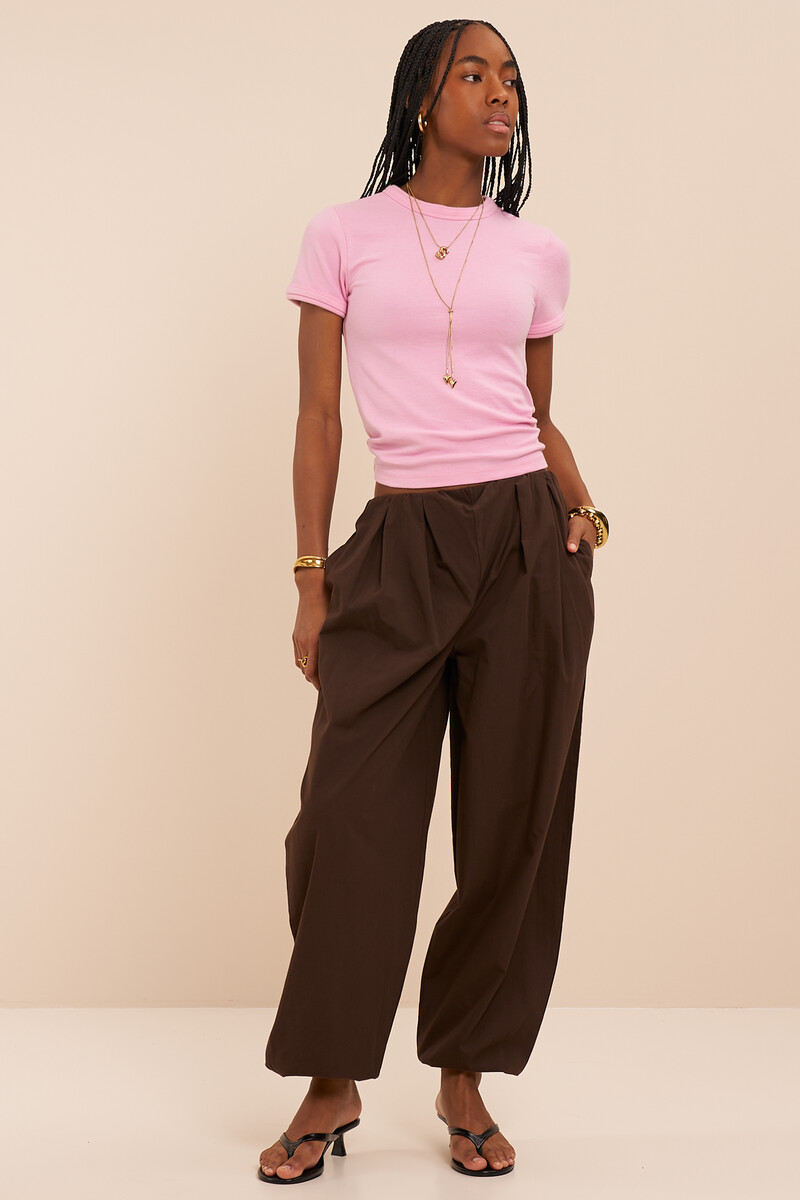 Brown balloon trousers with pleats | My Jewellery