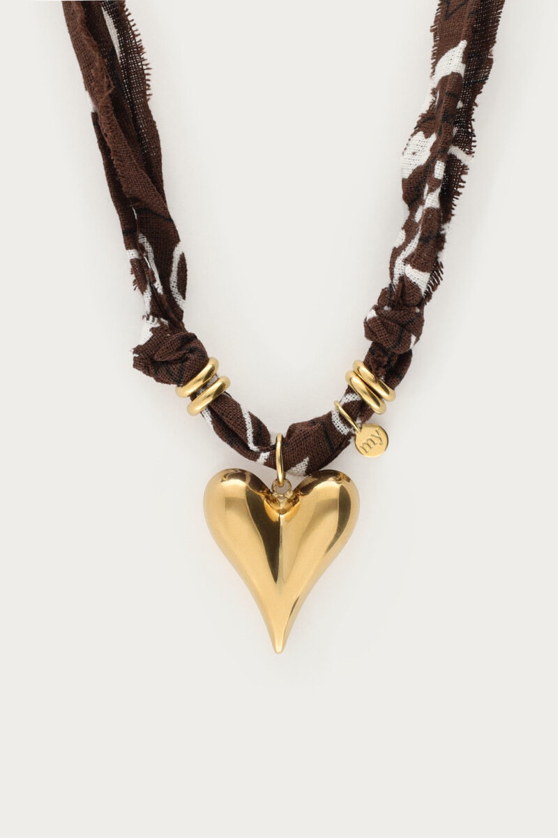 Brown bandana necklace with heart | My Jewellery