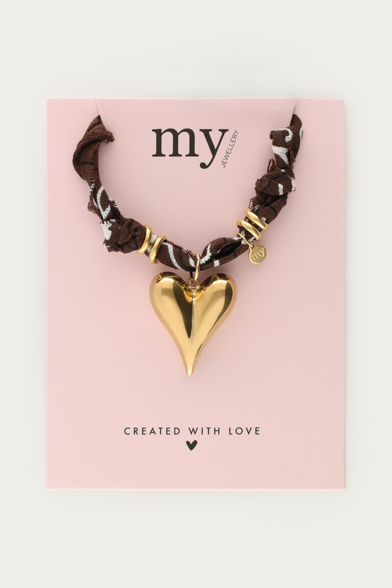 Brown bandana necklace with heart | My Jewellery