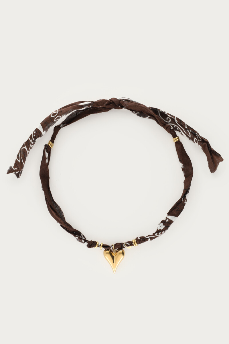 Brown bandana necklace with heart | My Jewellery