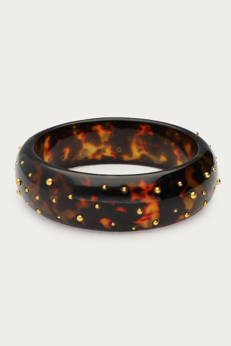 Brown bangle with gold coloured studs