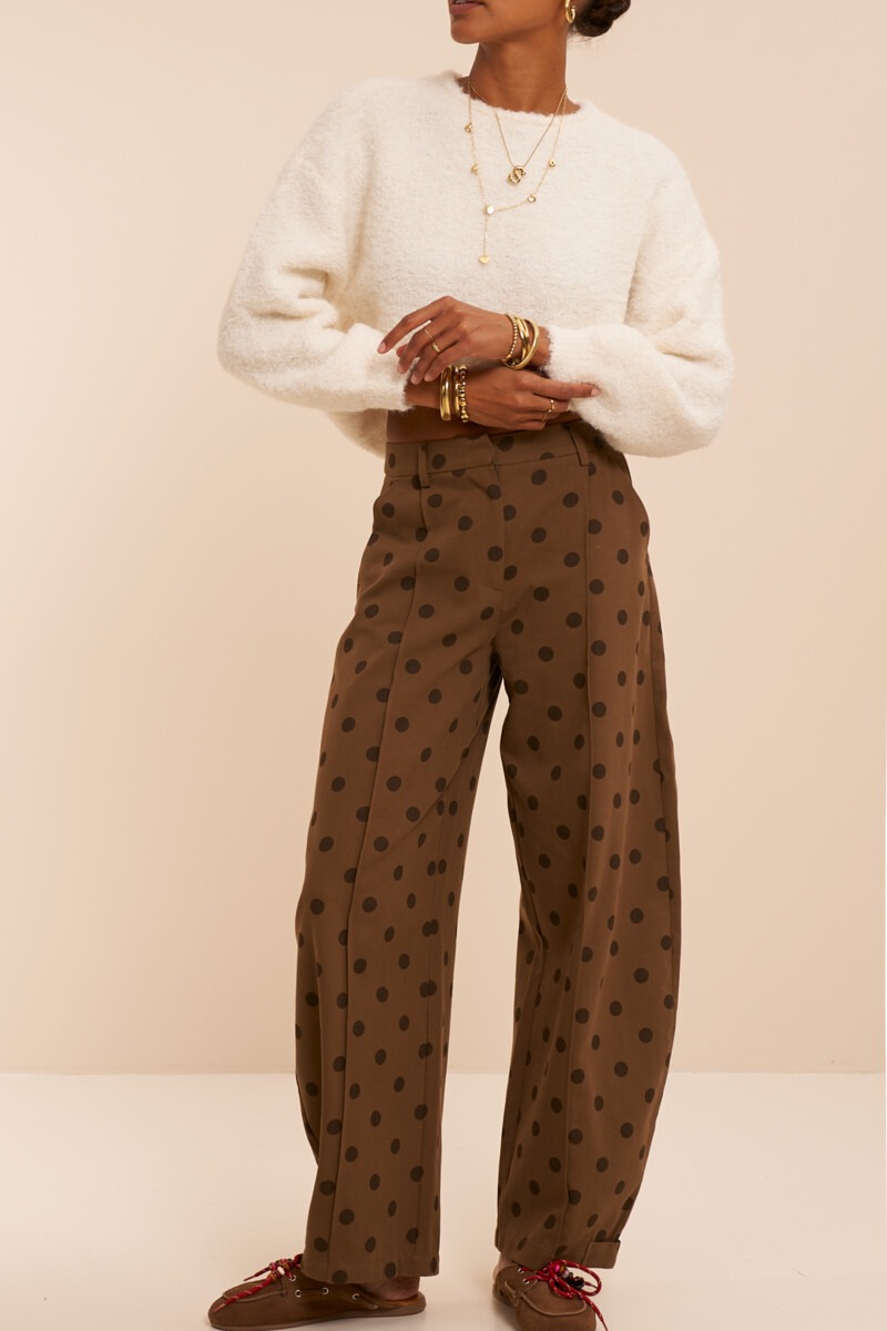Brown barrel trousers with polka dot | My Jewellery