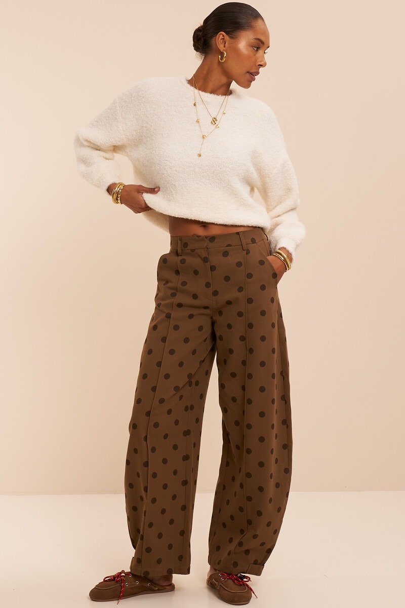 Brown barrel trousers with polka dot | My Jewellery