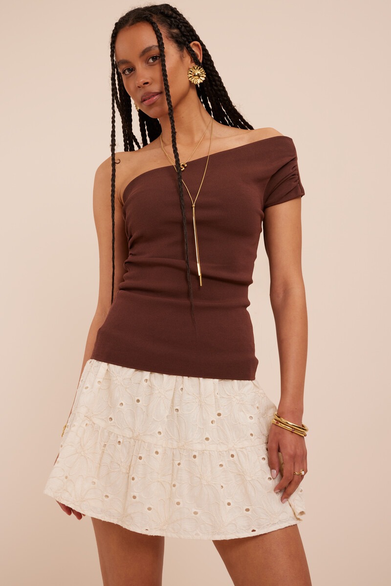 Brown basic one-shoulder top | My Jewellery