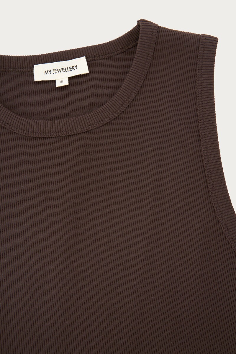 Brown basic ribbed tank top | My Jewellery