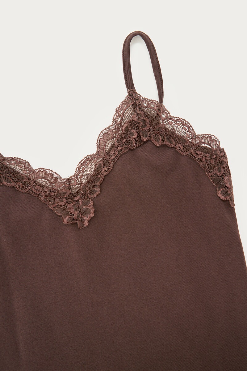 Brown basic top with lace details | My Jewellery