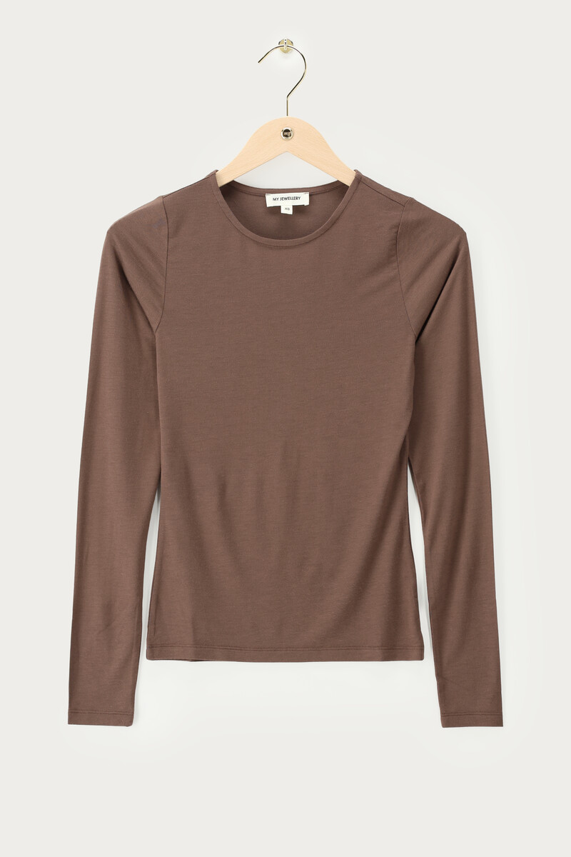 Brown basic top with long sleeves | My Jewellery