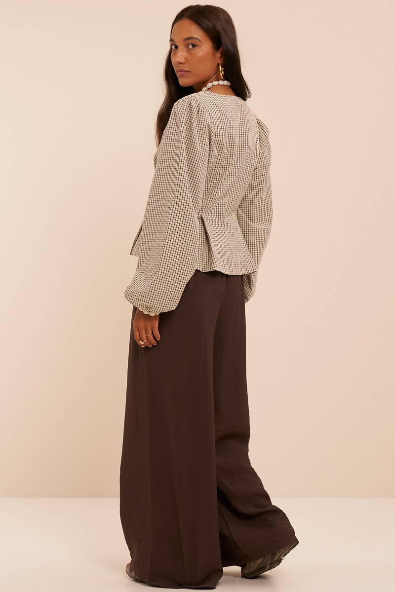 Brown basic wide leg trousers with elastic band | My Jewellery