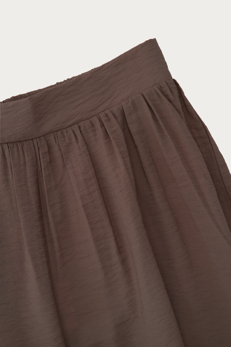 Brown basic wide leg pants with elastic band | My Jewellery