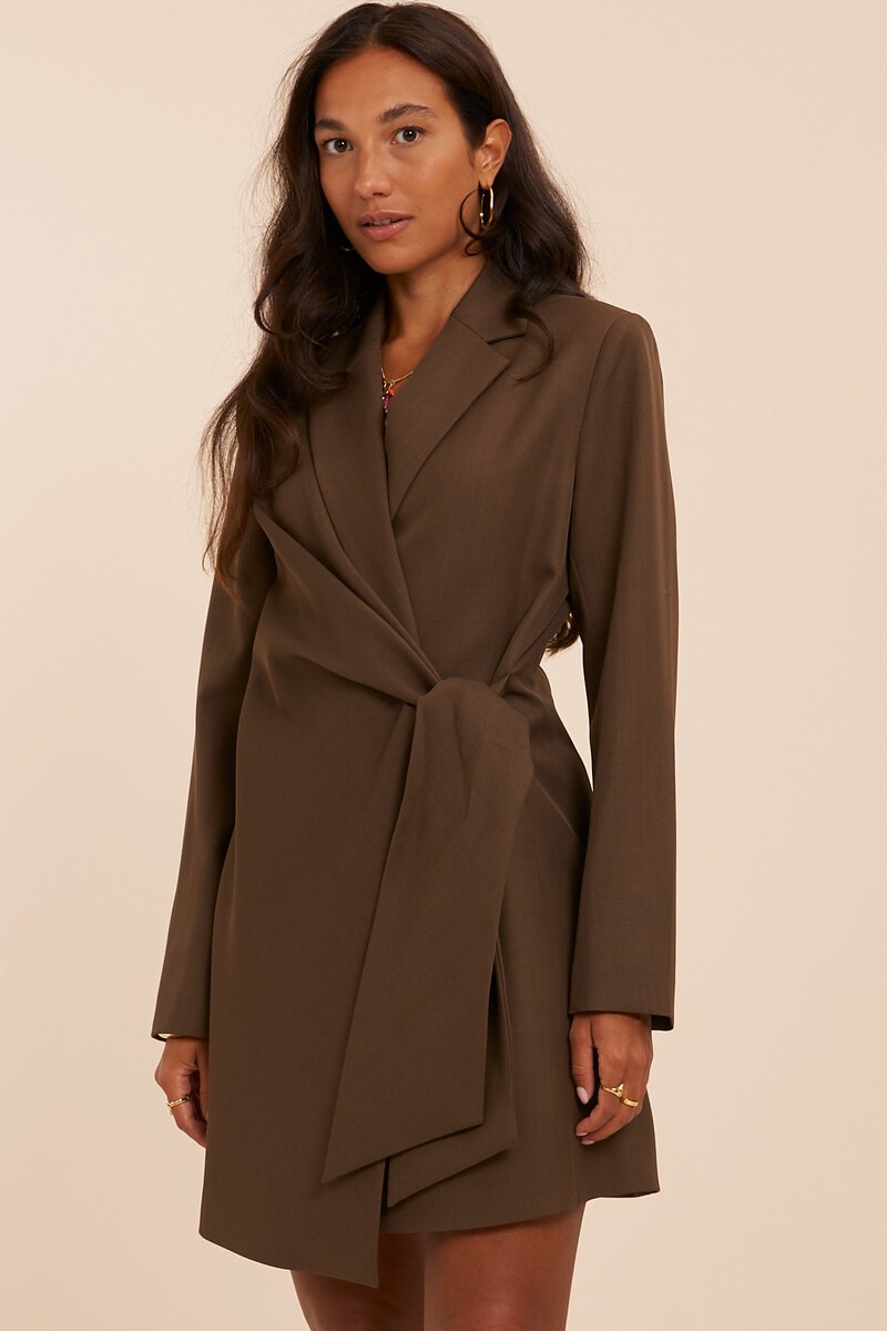 Brown blazer dress with bow | My Jewellery