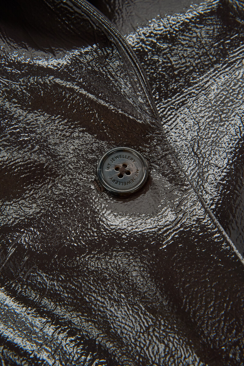 Brown blazer with patent look | My Jewellery