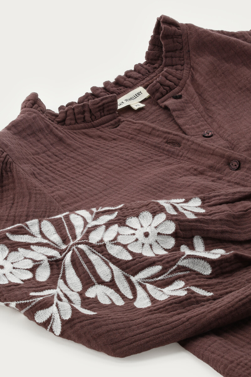 Brown blouse with embroidery details | My Jewellery
