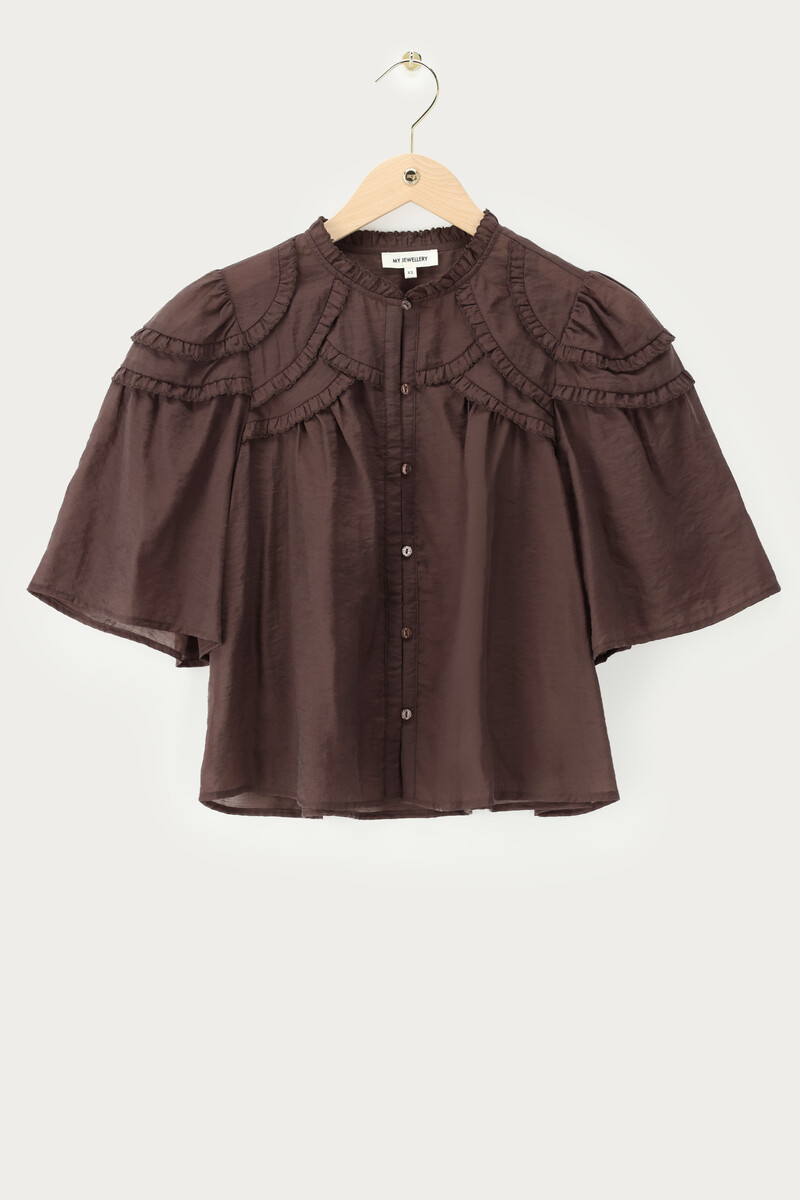 Brown blouse with ruffle details | My Jewellery