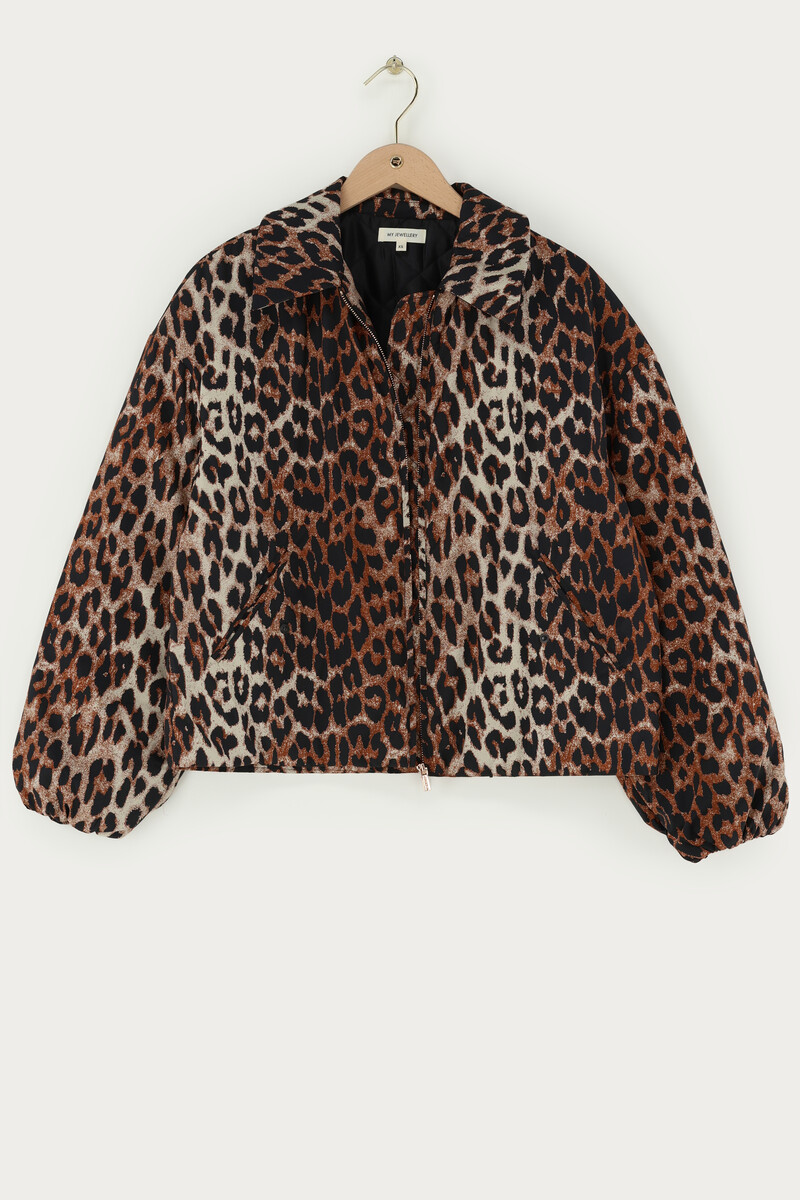 Brown bomber jacket with panther print | My Jewellery