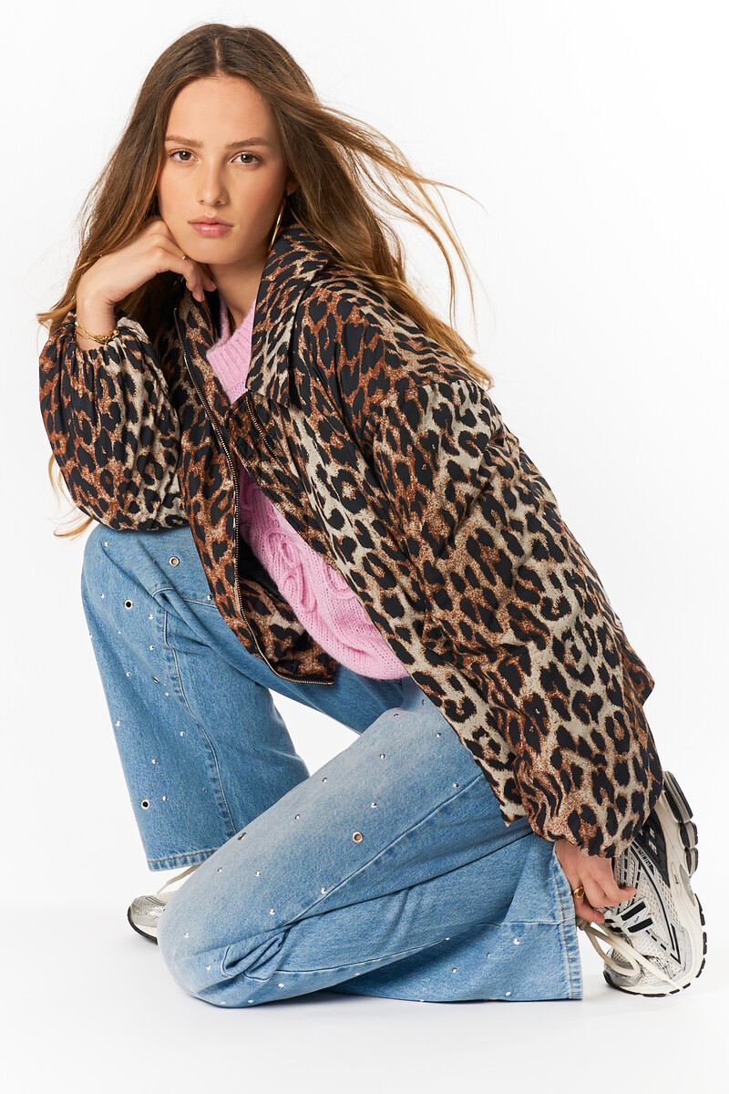 Brown bomber jacket with panther print | My Jewellery