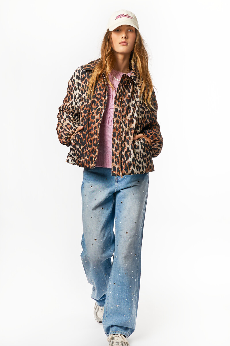 Brown bomber jacket with panther print | My Jewellery