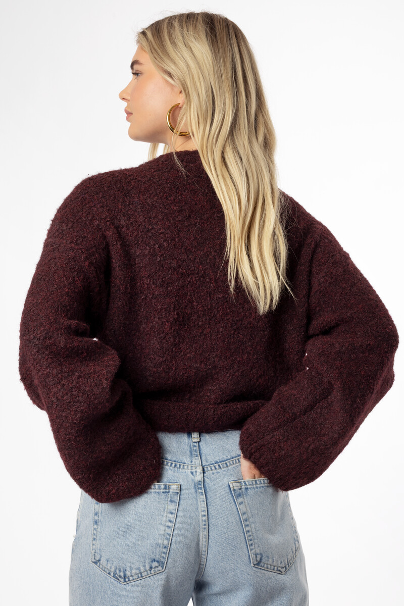 Brown bouclé cardigan with buttons and pockets | My Jewellery