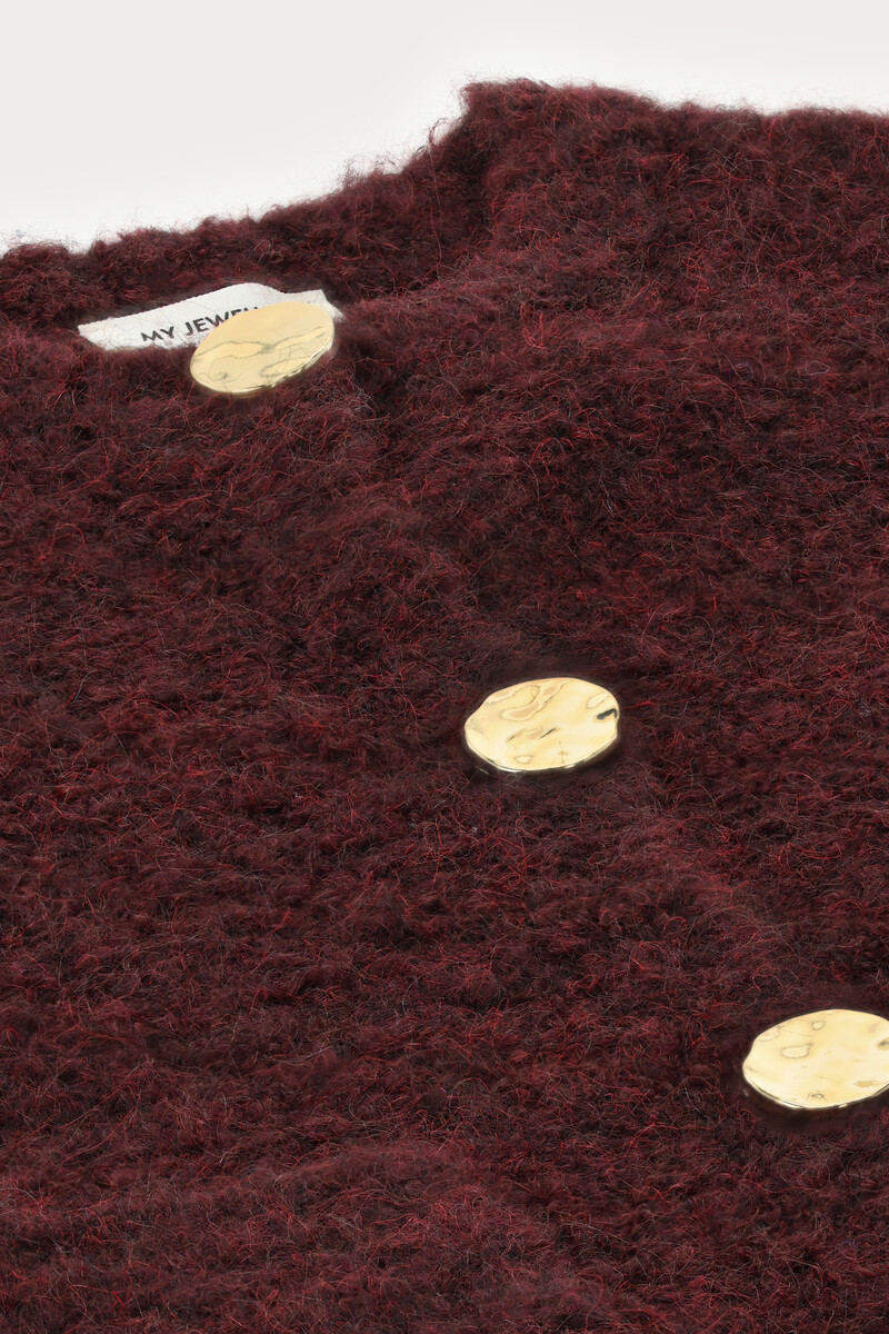 Brown bouclé cardigan with buttons and pockets | My Jewellery