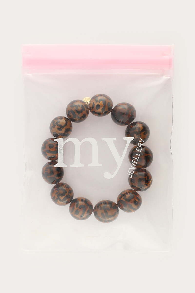 Brown bracelet with leopard print beads | My Jewellery
