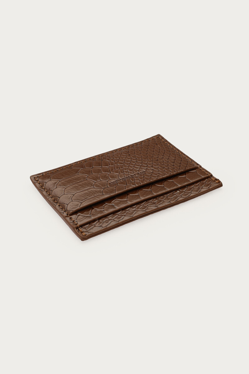 Brown card holder with croco print | My Jewellery