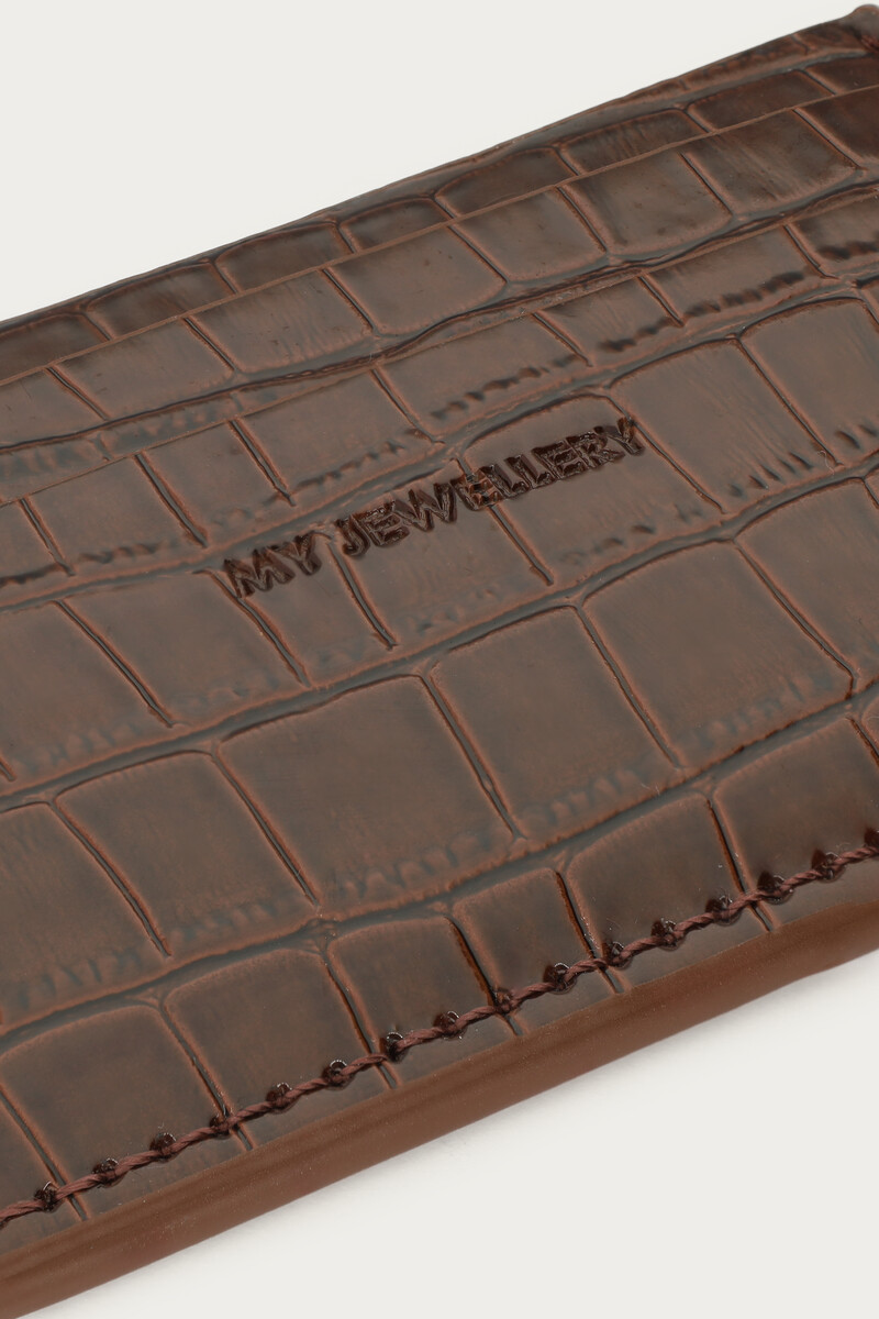 Brown card holder with croc design | My Jewellery