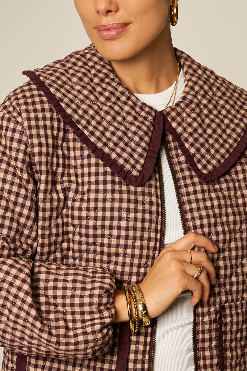 Brown checked jacket with collar | My Jewellery