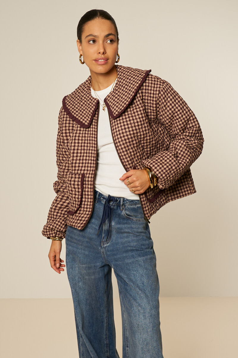 Brown checked jacket with collar | My Jewellery