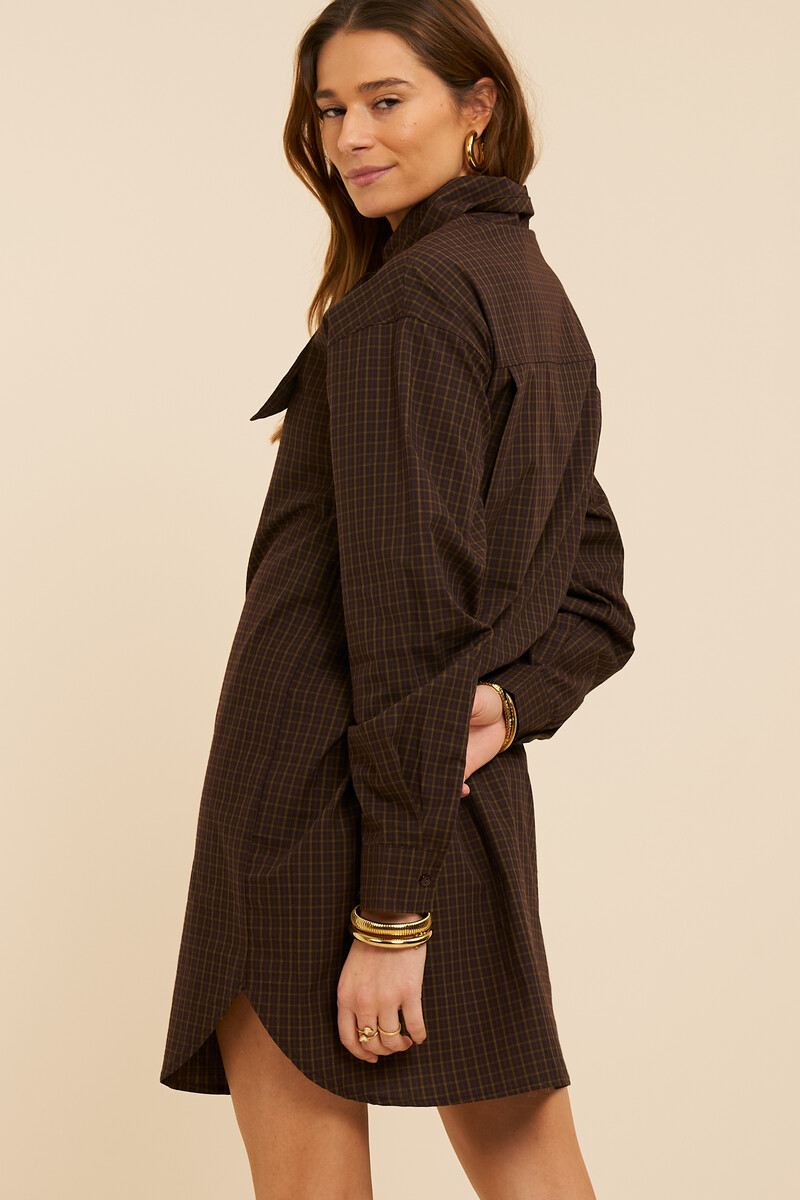 Brown checked dress with bow | My Jewellery