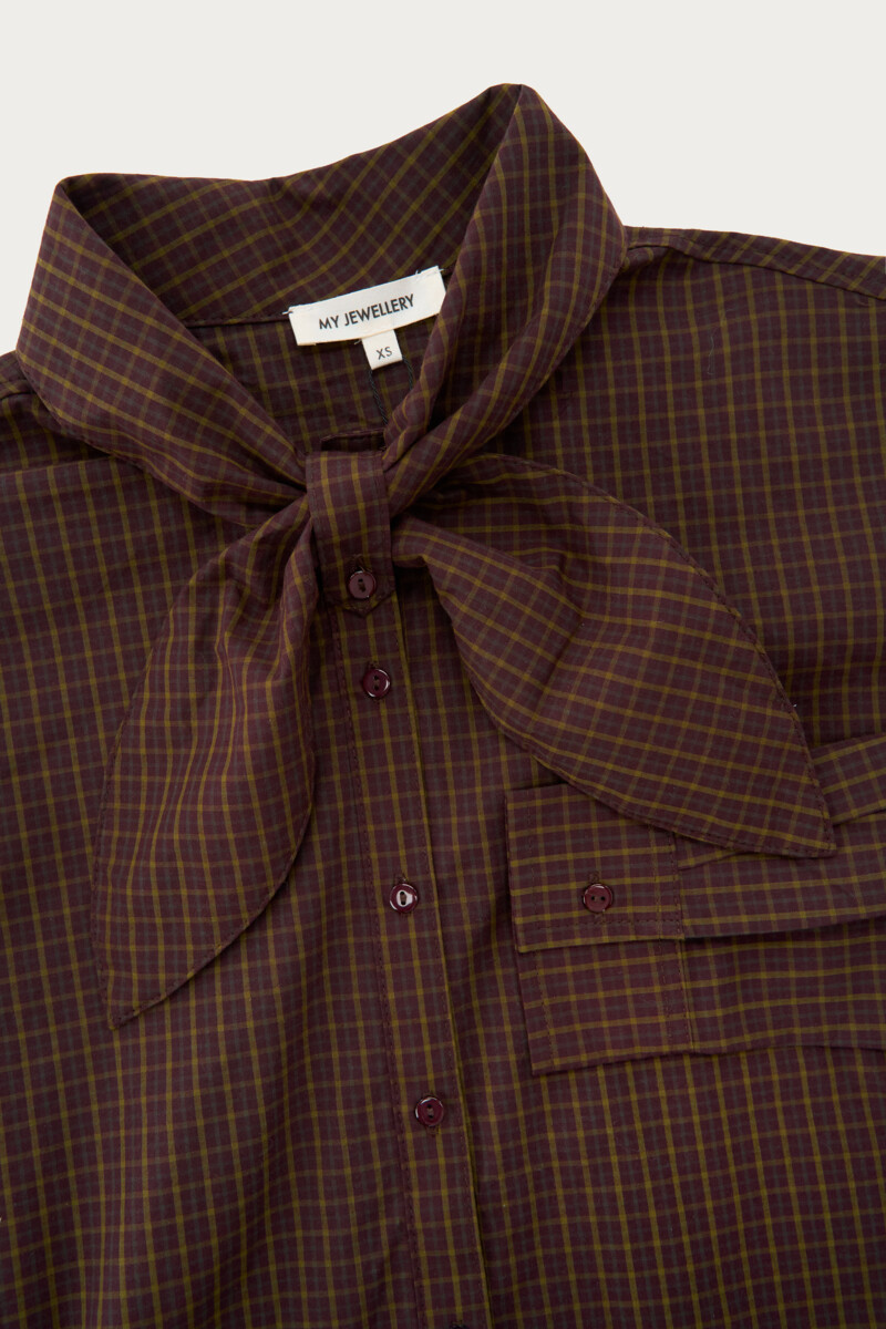 Brown checked dress with bow | My Jewellery