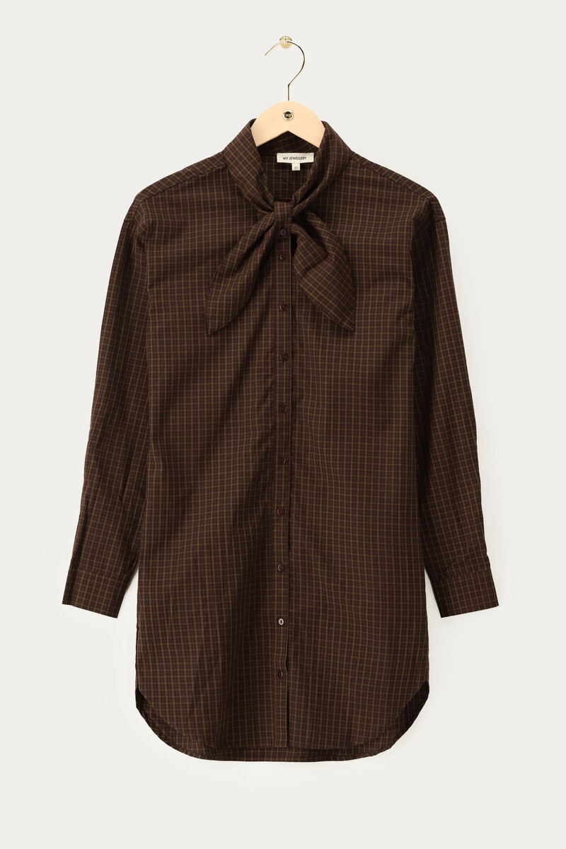 Brown checked dress with bow | My Jewellery