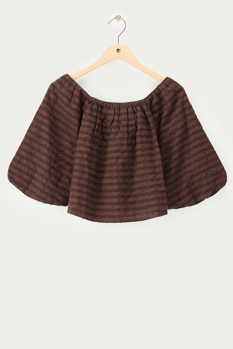 Brown checked off-shoulder top | My Jewellery