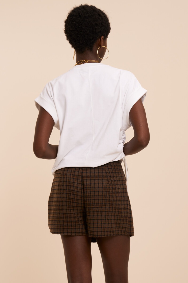 Brown checked skort with fringes | My Jewellery