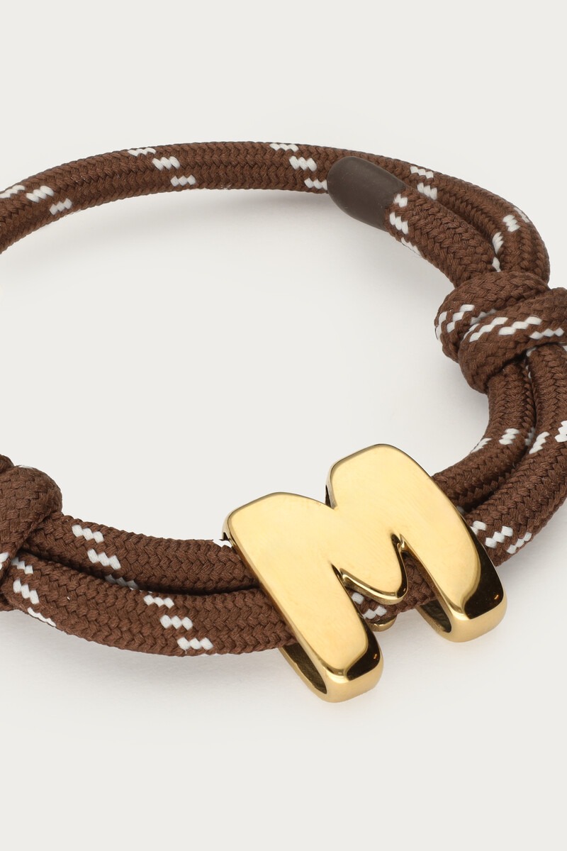 Brown cord bracelet with initial | My Jewellery
