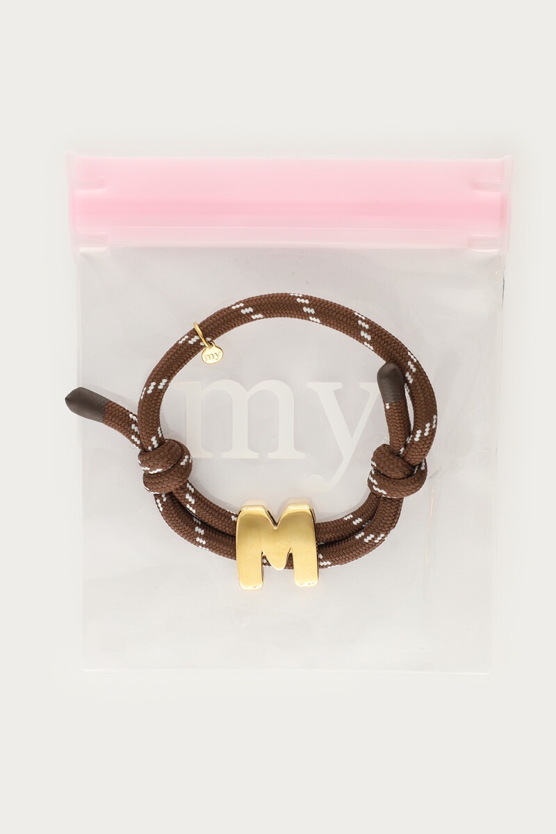 Brown cord bracelet with initial | My Jewellery