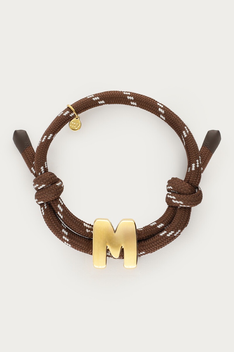 Brown cord bracelet with initial | My Jewellery