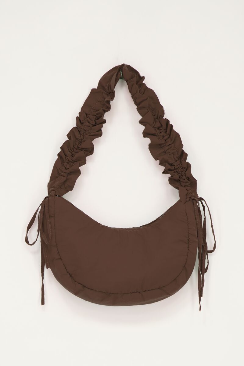 Brown crossbody bag with ruffles | My Jewellery