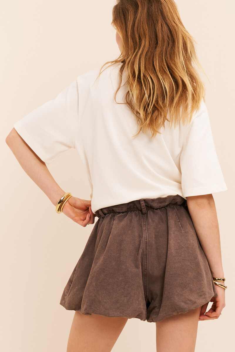 Brown denim balloon shorts | My Jewellery