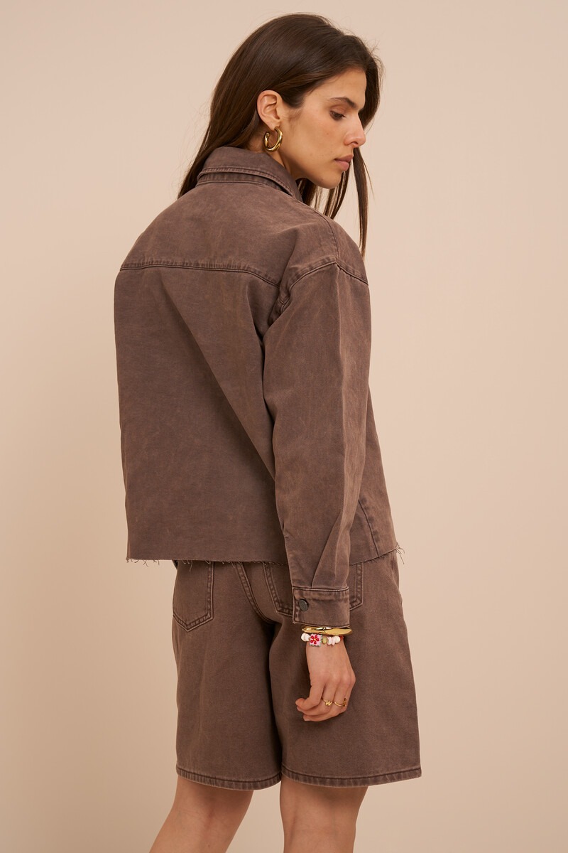 Brown denim blouse with scarf | My Jewellery