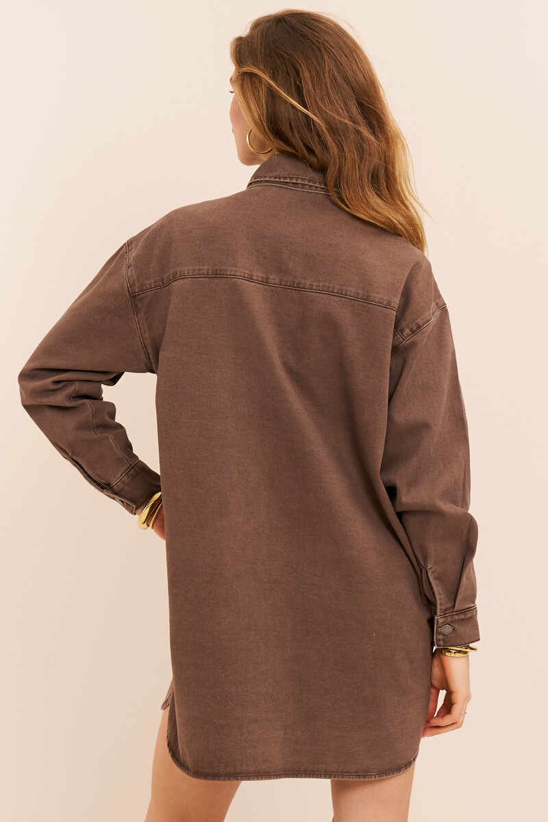 Brown denim dress with scarf | My Jewellery