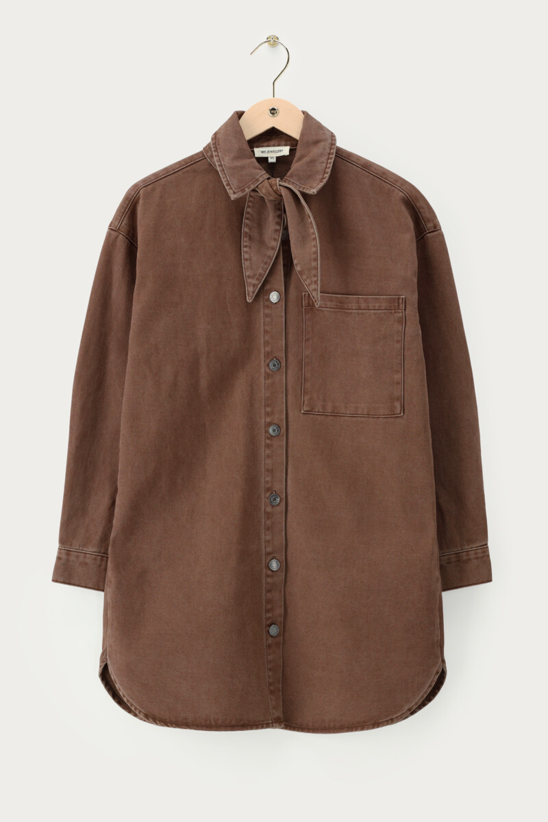 Brown denim dress with scarf | My Jewellery