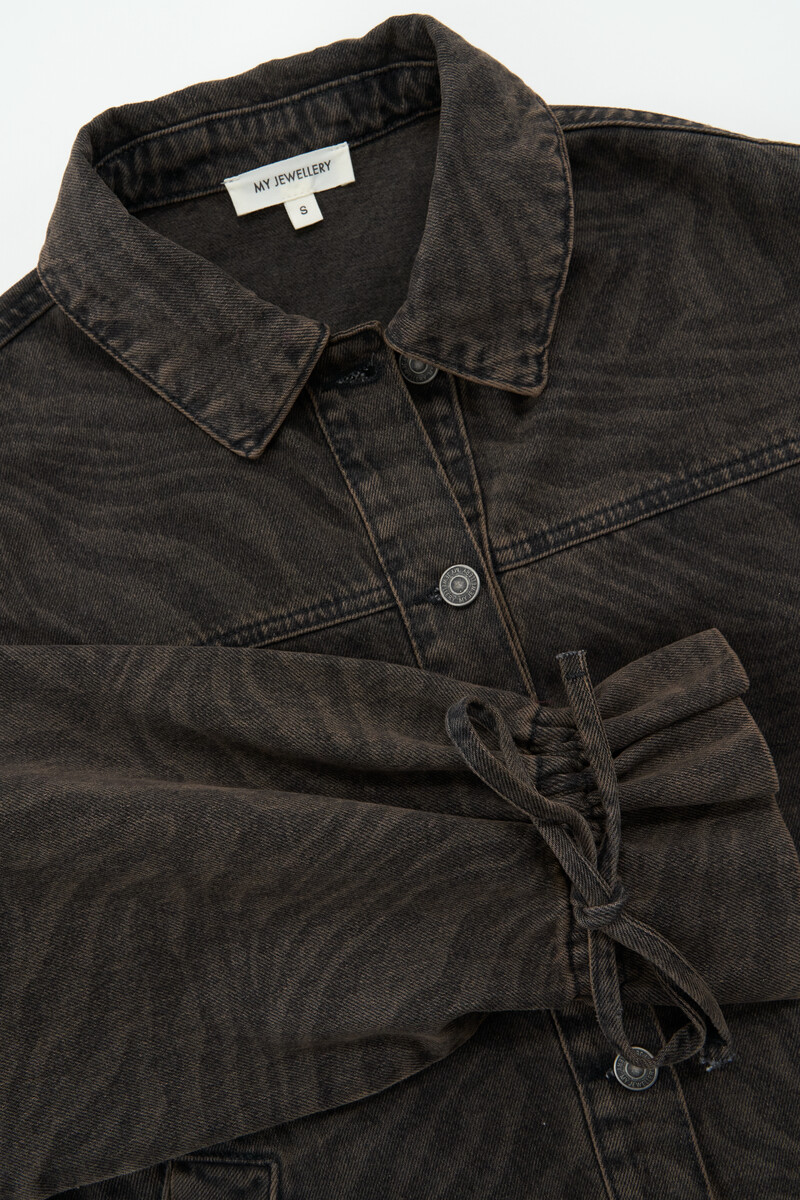 Brown denim jacket with tiger print | My Jewellery