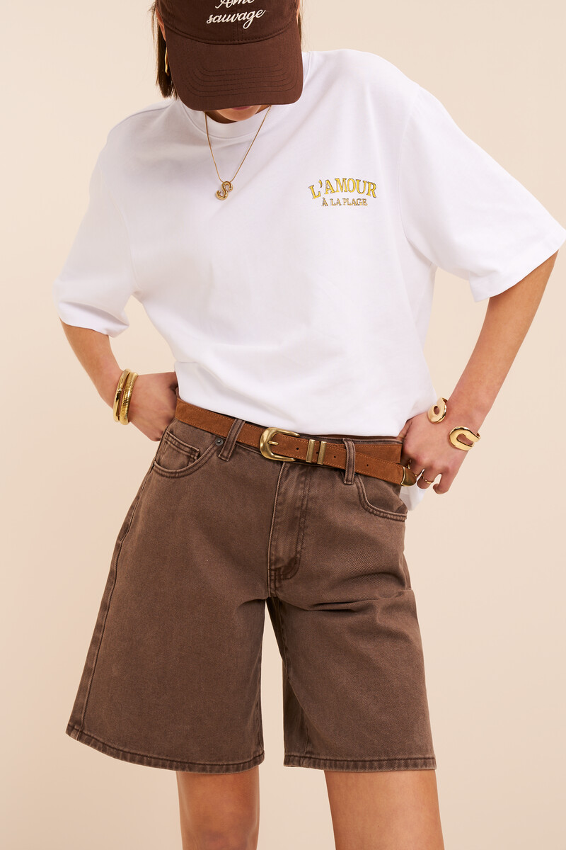 Brown denim jorts | My Jewellery