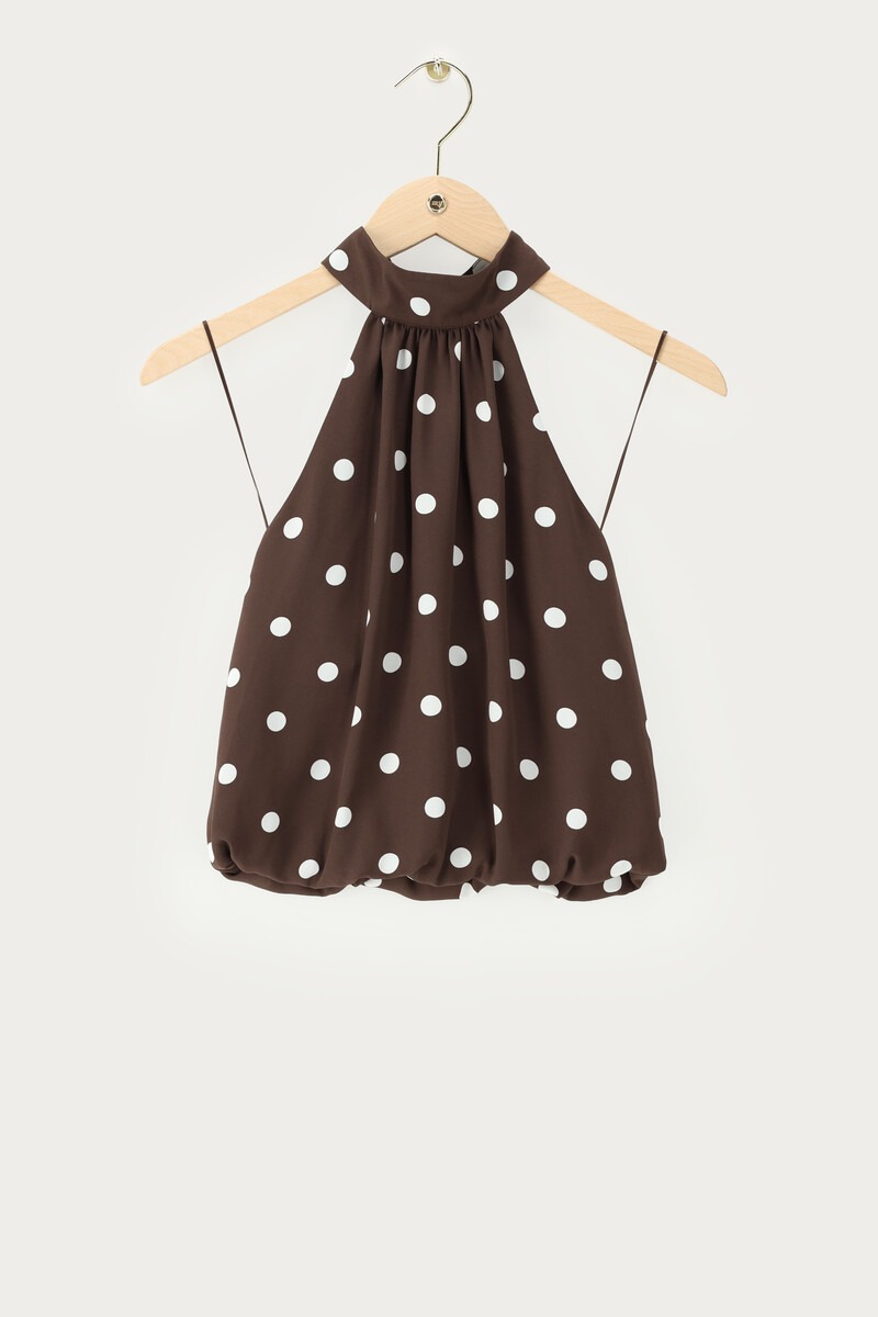 Brown halter top with polka dots | My Jewellery